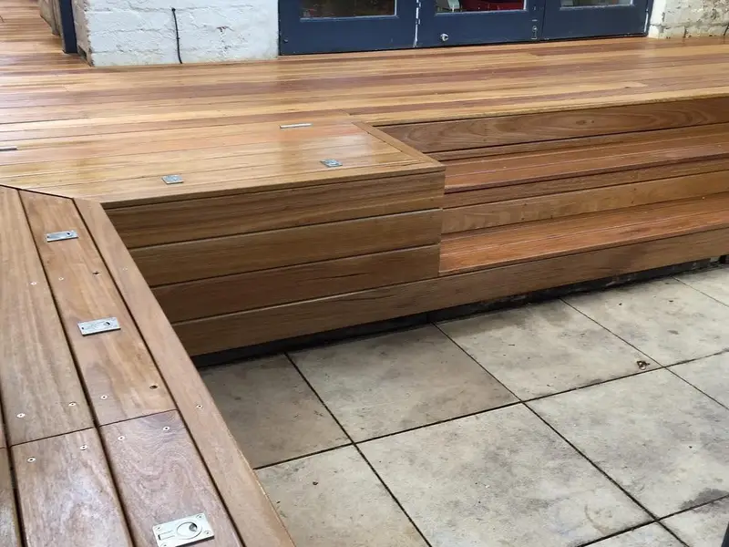 Tiled Courtyard to Deck & Bench Seat — completed deck